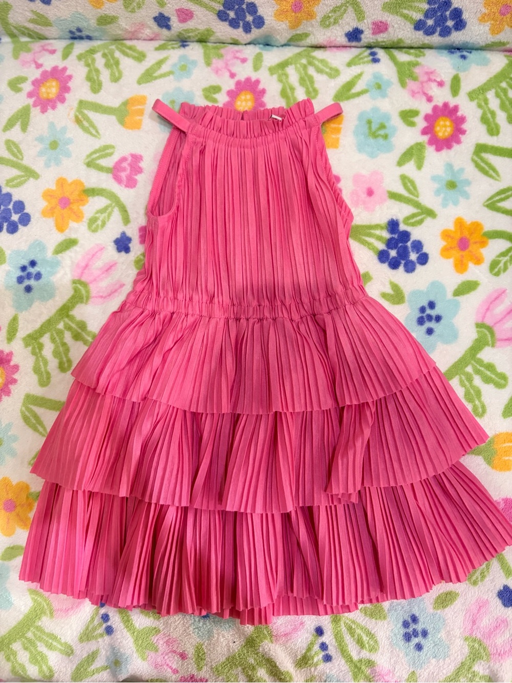 Janie and Jack Hot Pink Tiered Pleated Dress